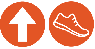 Orange circle rating for walking/running/hiking trails